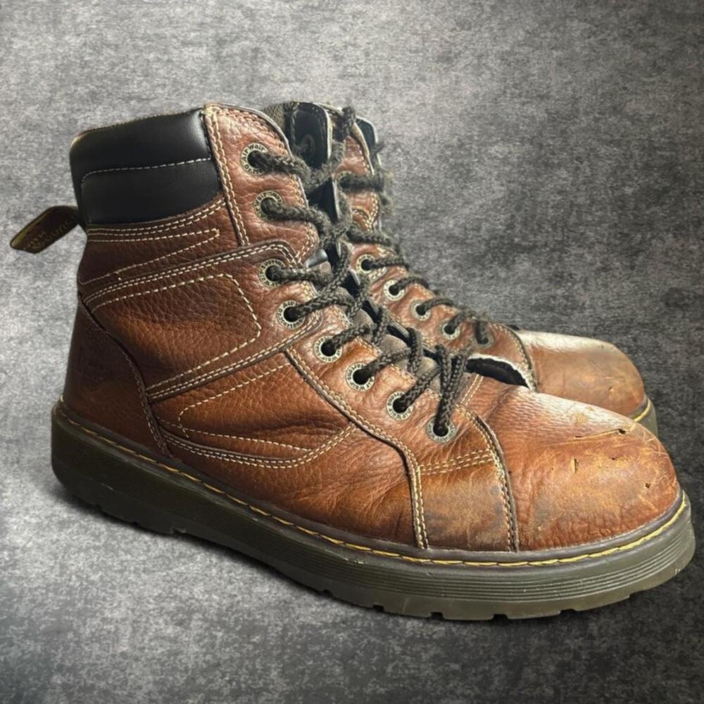 Dr Martens Industrial Men’s 11 Brown Leather Steel Toe Work Boots Slip Resistant